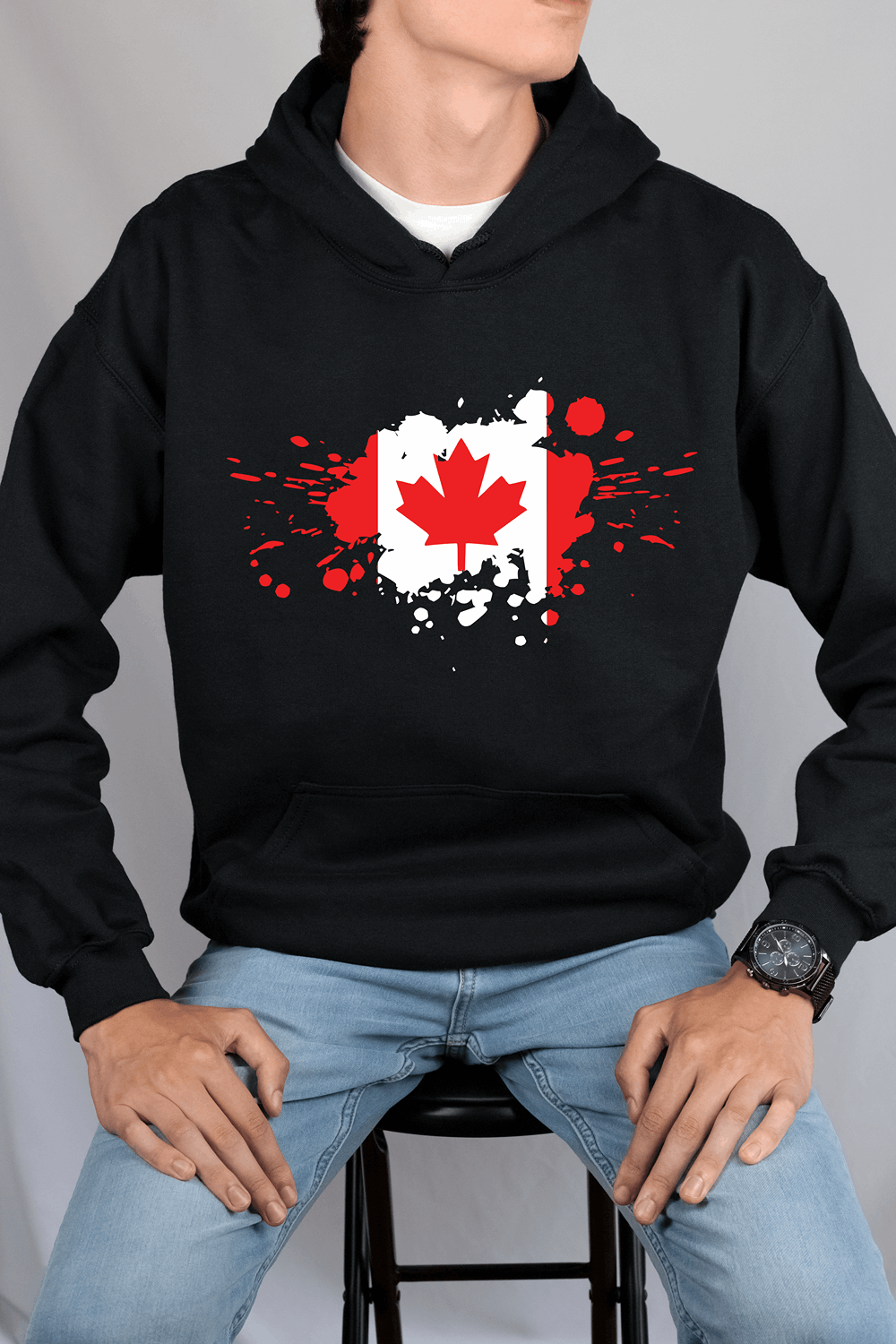 Canada Flag Printed Cotton Hoodie