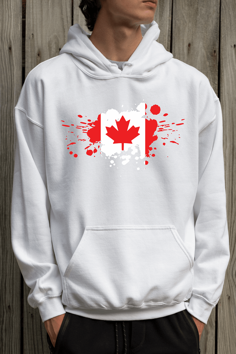 Canada Flag Printed Cotton Hoodie