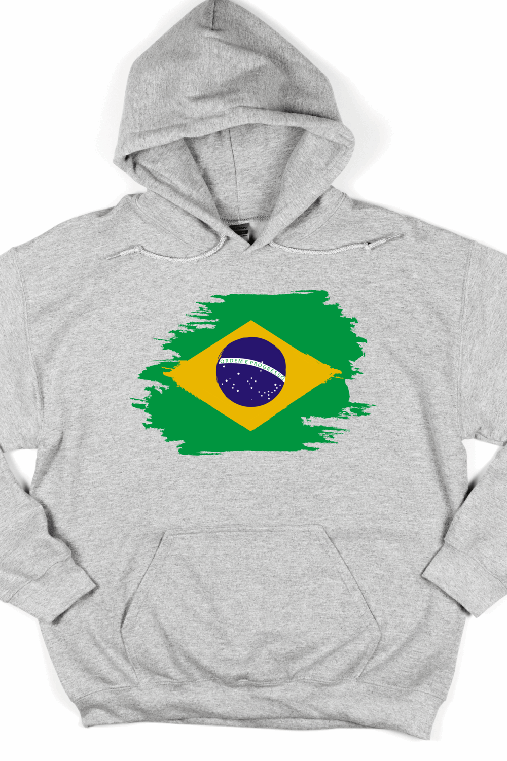 Brazil Flag Printed Cotton Hoodie