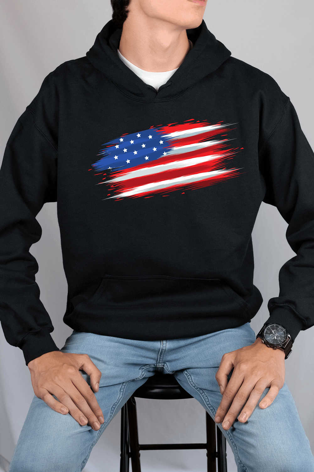 Fourth of July Parade United States Flag Cotton Hoodie