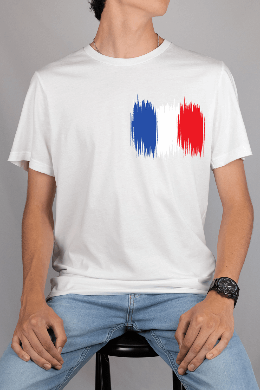 France Flag Printed 100% Cotton T-Shirt