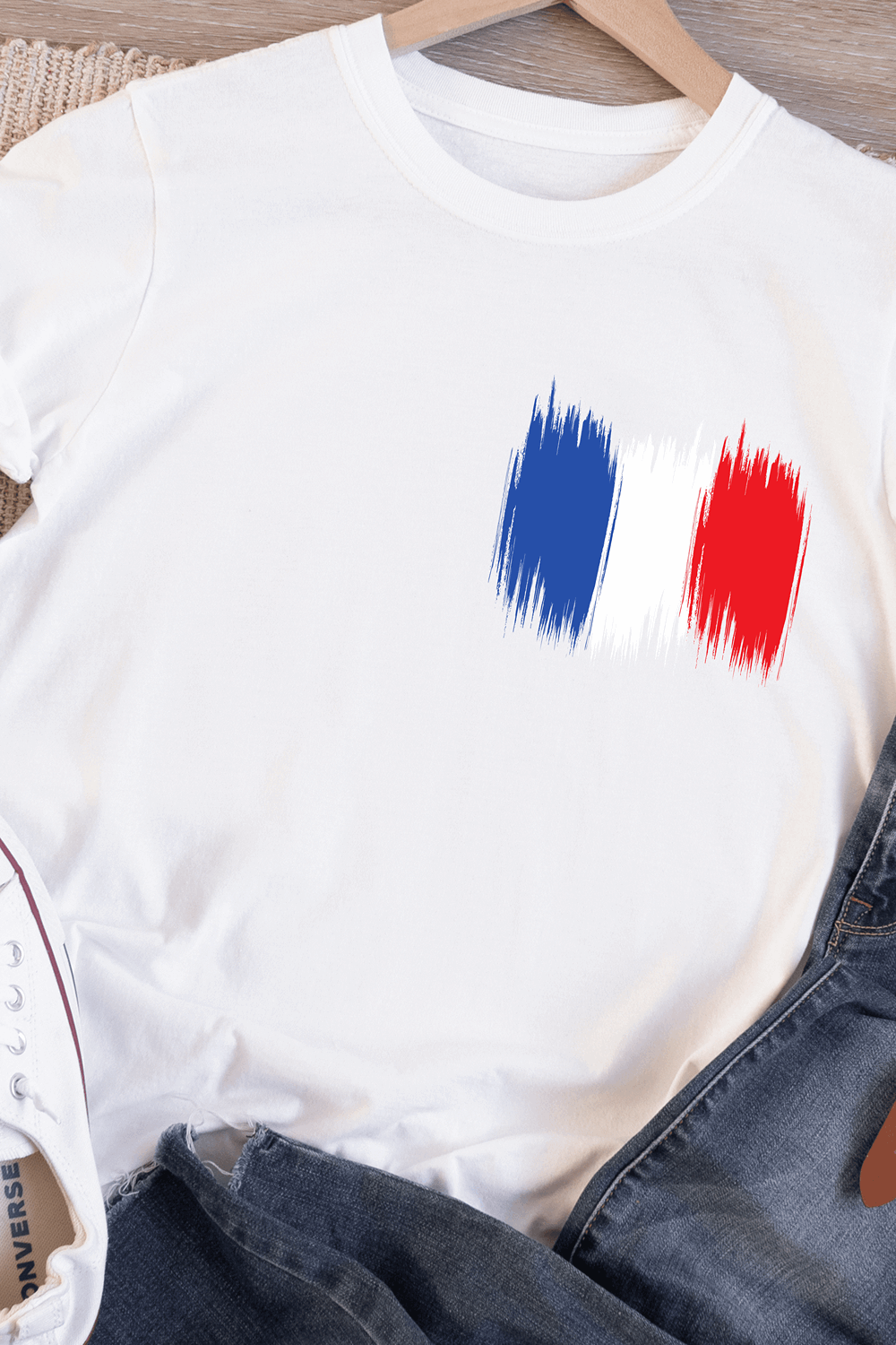 France Flag Printed 100% Cotton T-Shirt