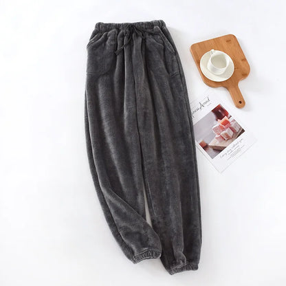 Thick Winter Fleece Pajama Bottoms - Velvet Pajama Trousers