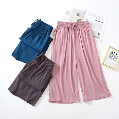 100% Modal Wide Leg Pajama Bottoms Women's Casual Palazzo Culottes