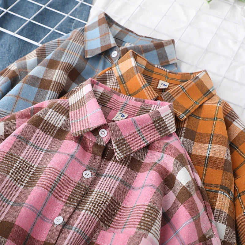 Women's Loose Autumn Plaid Shirt