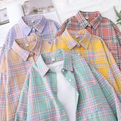 Women's Loose Autumn Plaid Shirt