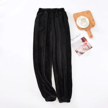 Thick Winter Fleece Pajama Bottoms - Velvet Pajama Trousers