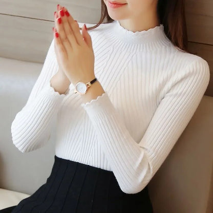 High Neck Stretch Knitted Basic Sweater