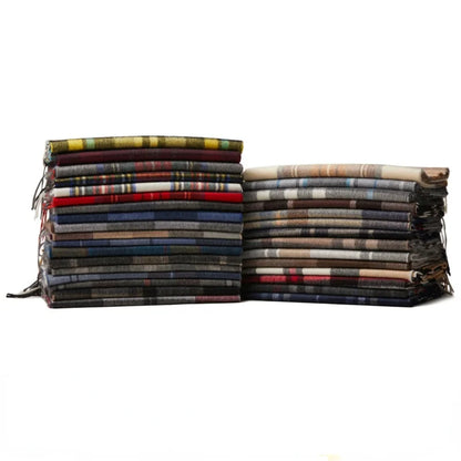 Men's 100% Pure Cashmere Plaid Scarf 180*30 CM