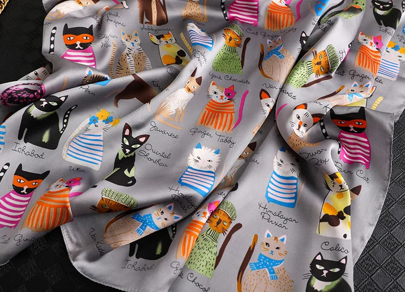 Cats Print 90*90 CM Scarf