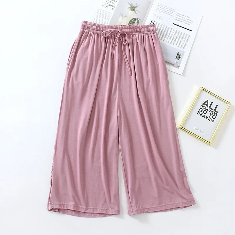 100% Modal Wide Leg Pajama Bottoms Women's Casual Palazzo Culottes