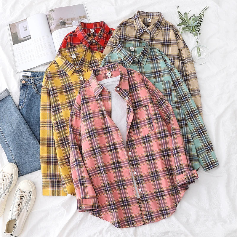 Women's Loose Autumn Plaid Shirt