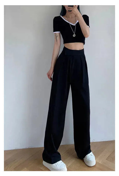 High Waist Wide Leg Suit Tailored Trousers