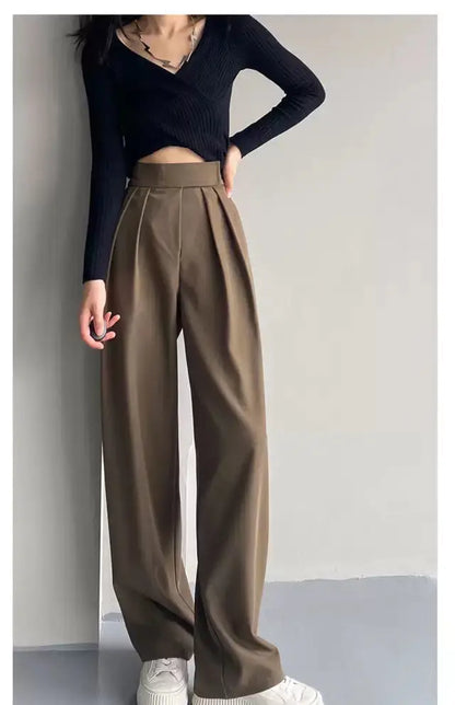 High Waist Wide Leg Suit Tailored Trousers