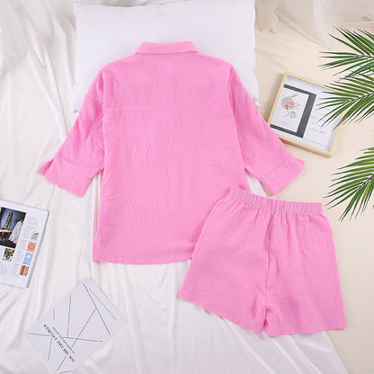 Casual Cotton 3/4 Sleeves Shirt and Shorts Set