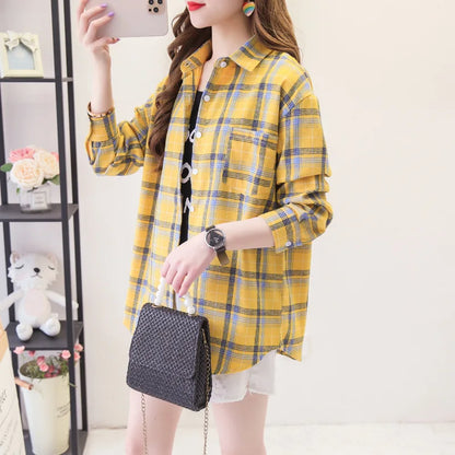 Women's Loose Autumn Plaid Shirt