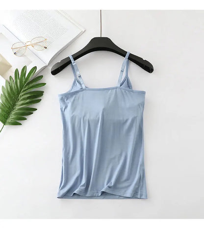 Built-in Bra Cami Top, Workout Camisole With Chest Pad