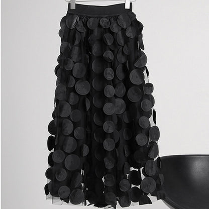 3D Circle Details Loose Cut A-line Skirt