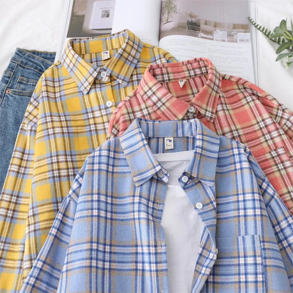 Women's Loose Autumn Plaid Shirt