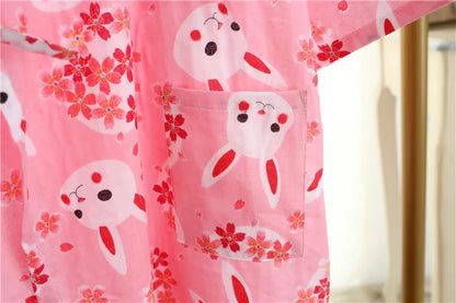 100% Cotton Gauze Kimono Robe Women's Cotton Robe with Pockets