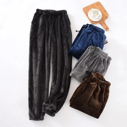 Thick Winter Fleece Pajama Bottoms - Velvet Pajama Trousers