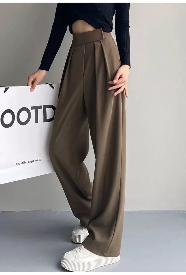 High Waist Wide Leg Suit Tailored Trousers