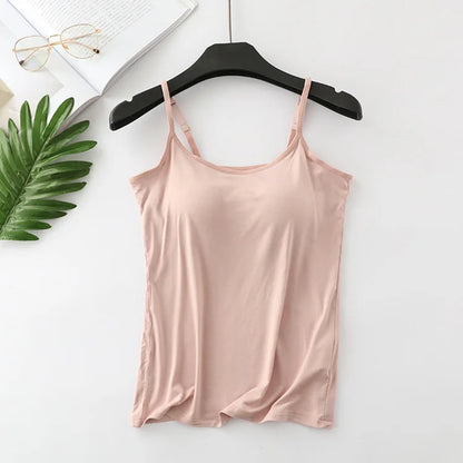 Built-in Bra Cami Top, Workout Camisole With Chest Pad