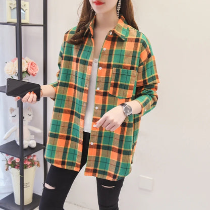 Women's Loose Autumn Plaid Shirt