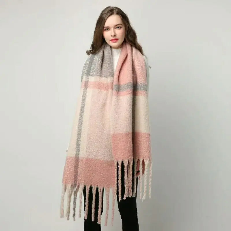 Plaid Cashmere 240*55 CM Long Thick Scarf