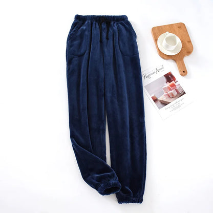 Thick Winter Fleece Pajama Bottoms - Velvet Pajama Trousers