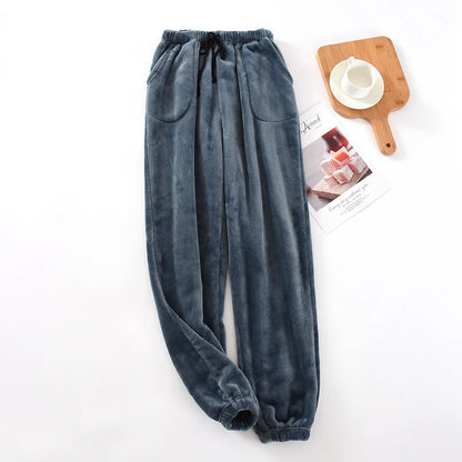 Thick Winter Fleece Pajama Bottoms - Velvet Pajama Trousers