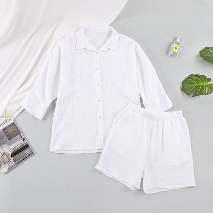 Casual Cotton 3/4 Sleeves Shirt and Shorts Set