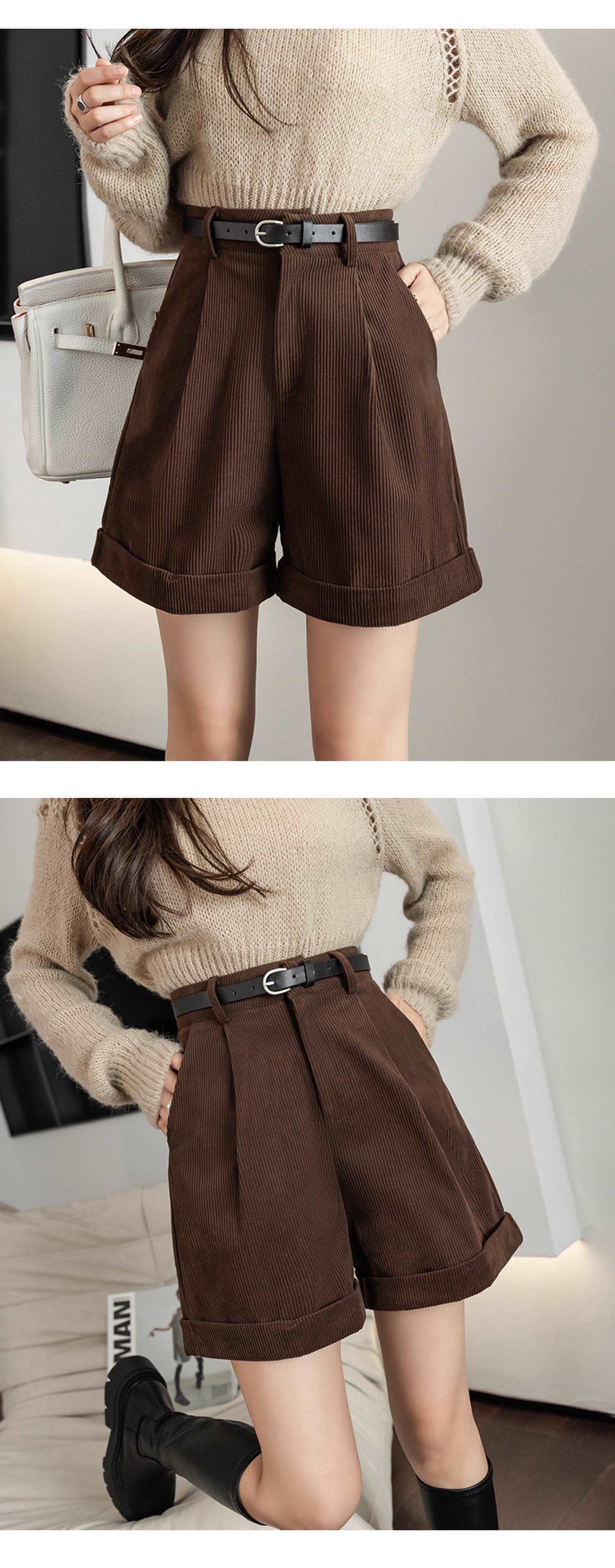 Corduroy Women's Cargo High Waist Wide Leg Shorts