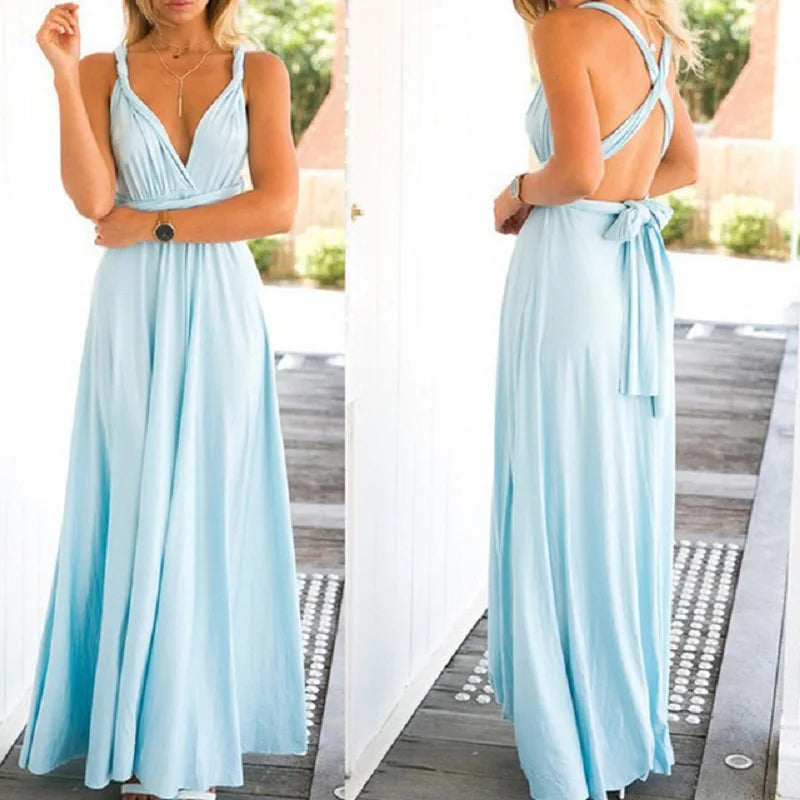 72 Styles Multiway Infinity Dress Shades of Blue Bridesmaids Floor Length Dress