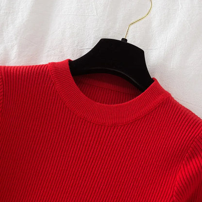 Round Neckline Button Sleeve Sweater