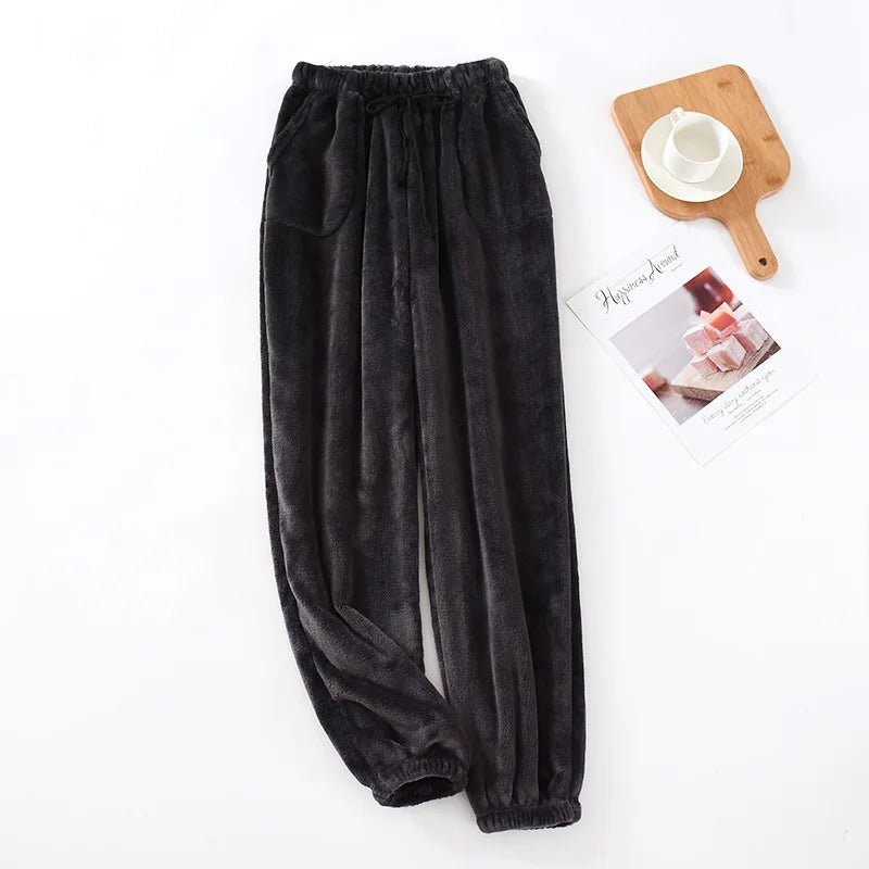 Thick Winter Fleece Pajama Bottoms - Velvet Pajama Trousers