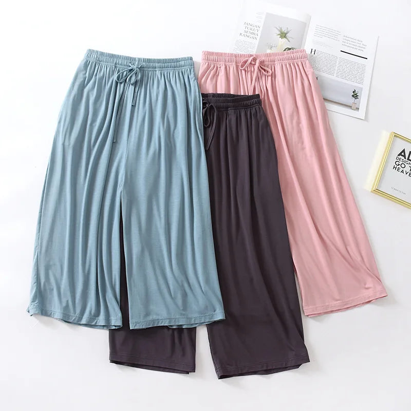 100% Modal Wide Leg Pajama Bottoms Women's Casual Palazzo Culottes