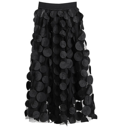 3D Circle Details Loose Cut A-line Skirt