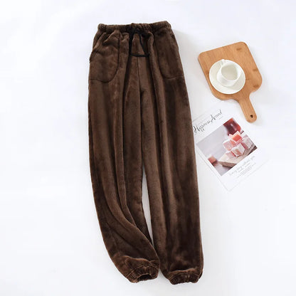 Thick Winter Fleece Pajama Bottoms - Velvet Pajama Trousers