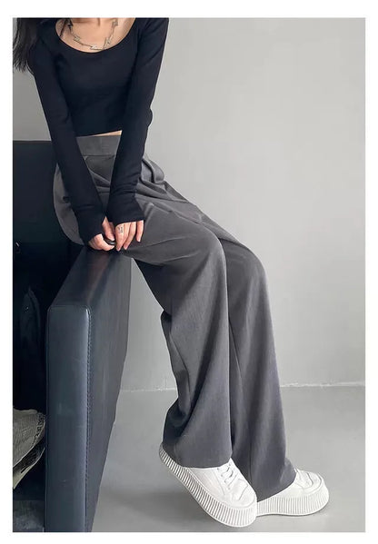 High Waist Wide Leg Suit Tailored Trousers