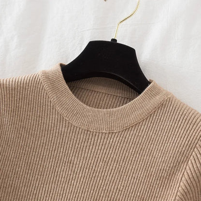 Round Neckline Button Sleeve Sweater