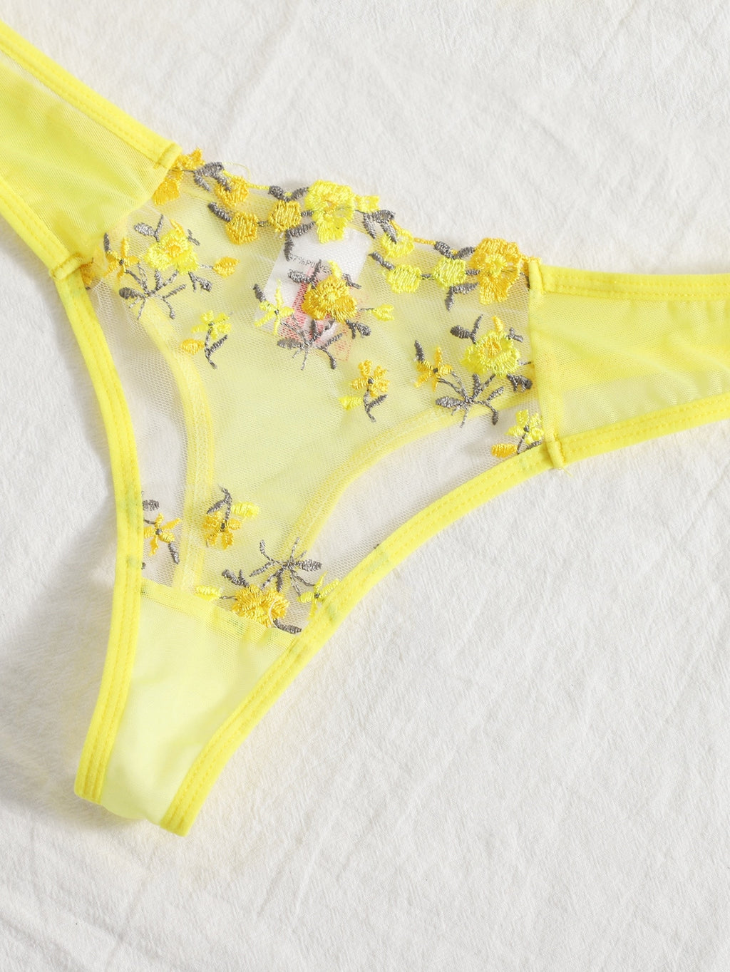 Floral Embroidery Lingerie Set Lace Bra and Thong Set
