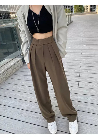 High Waist Wide Leg Suit Tailored Trousers