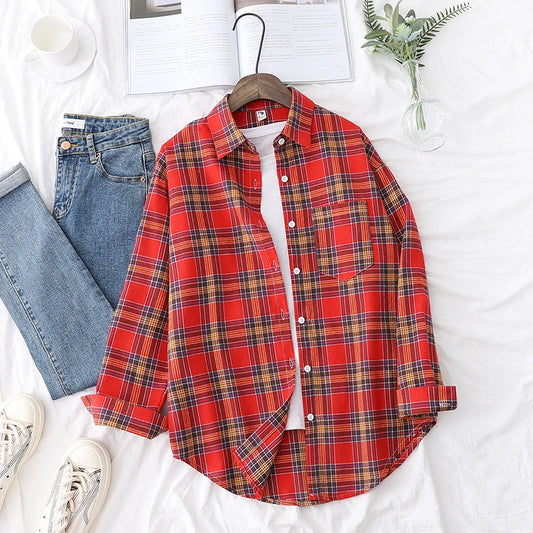 Women's Loose Autumn Plaid Shirt