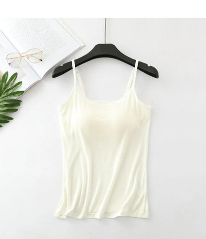 Built-in Bra Cami Top, Workout Camisole With Chest Pad