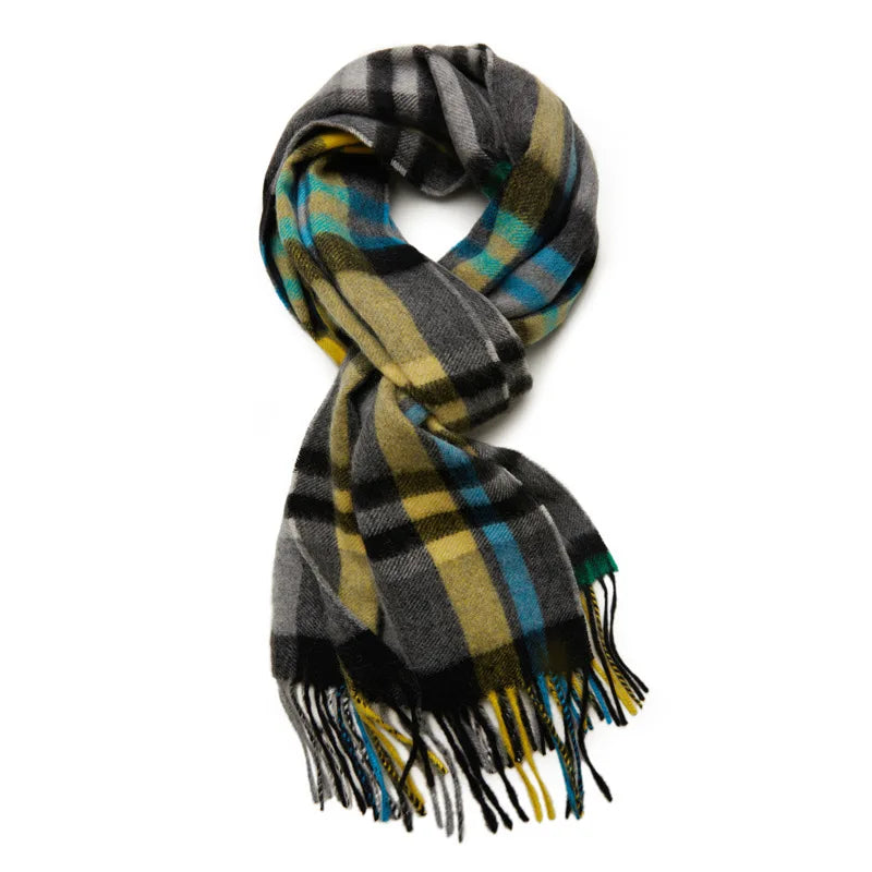 Men's 100% Pure Cashmere Plaid Scarf 180*30 CM