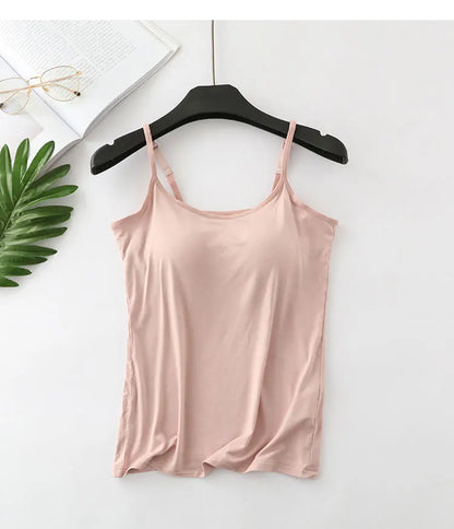 Built-in Bra Cami Top, Workout Camisole With Chest Pad