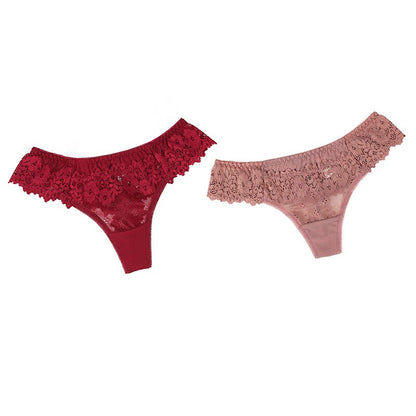 2Pcs/lot Women Sexy Lace Low-waist Panties