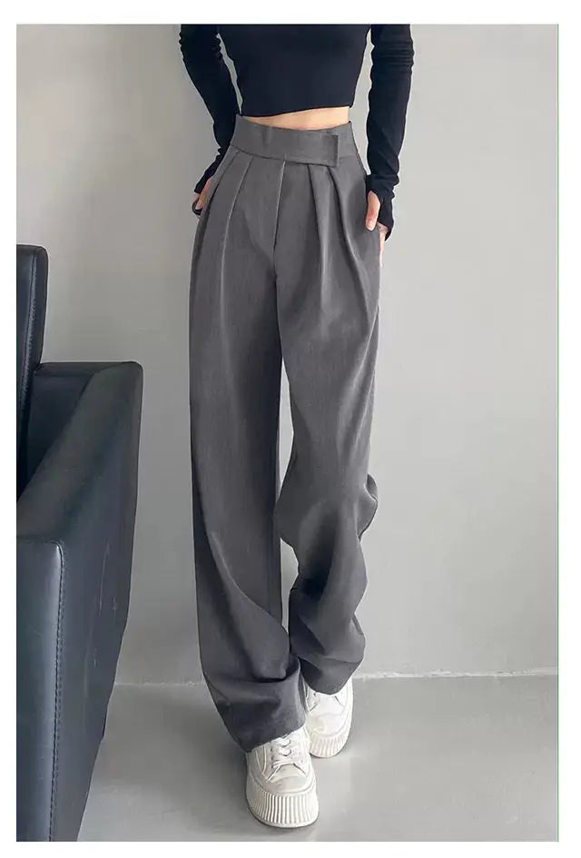 High Waist Wide Leg Suit Tailored Trousers