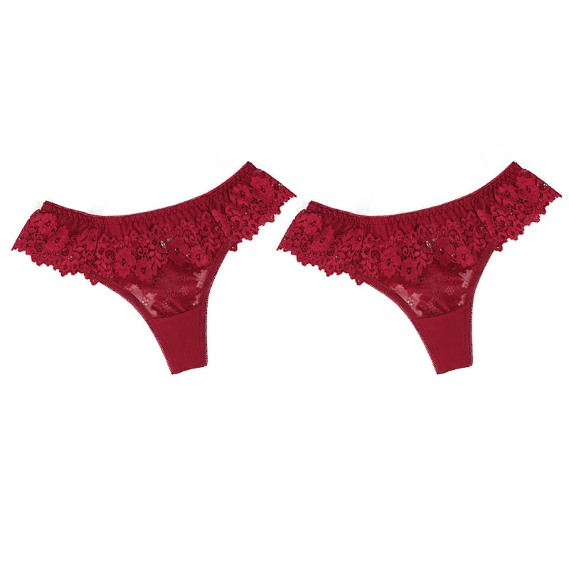 2Pcs/lot Women Sexy Lace Low-waist Panties